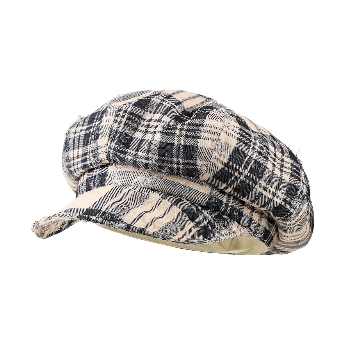 Retro Checkered Brushed Octagonal Newsboy Hat - Version coréenne. De style antique vérifié donc