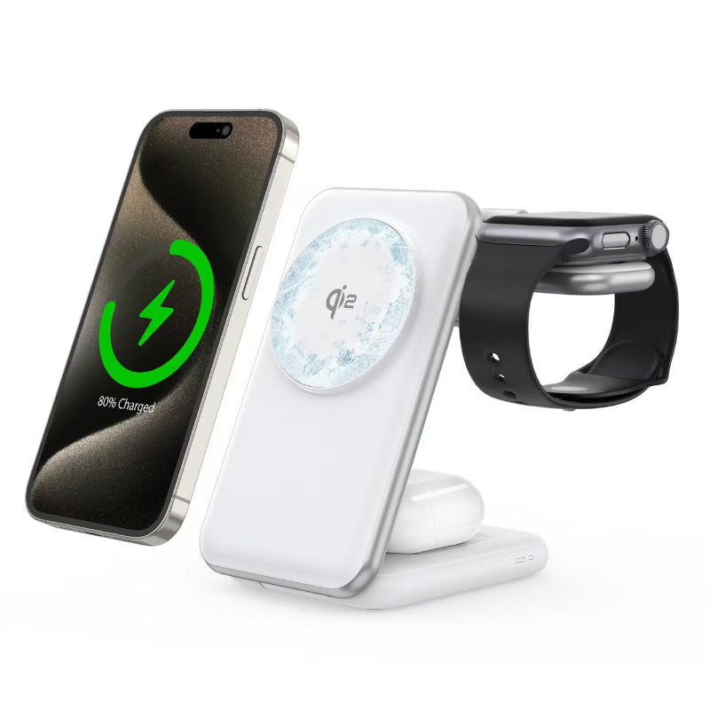 Chargeur sans fil pliable 25W 3-en-1 pour Smartwatches Téléphones