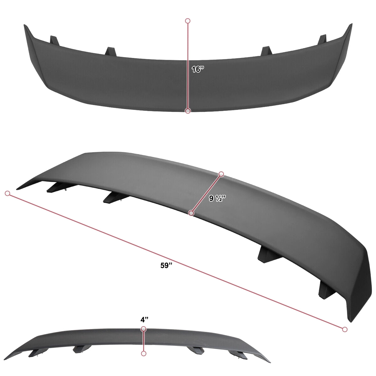 Spoiler Wing 4-Pedestal Style Tronc arrière noir