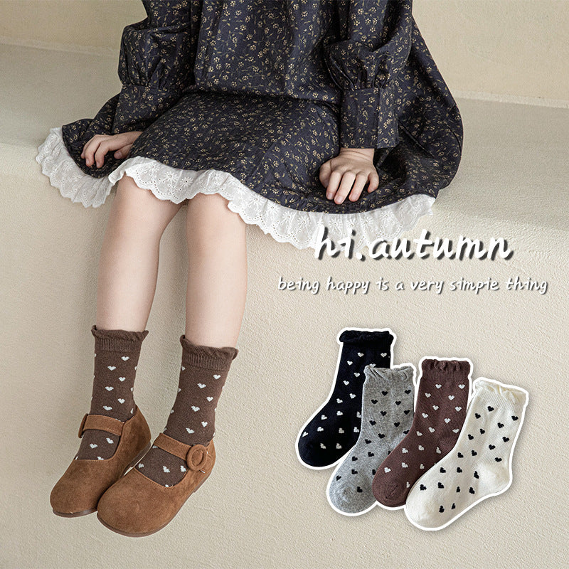 Filles Coton Springautumn Enfants Rufflé Chaussettes mi-calf