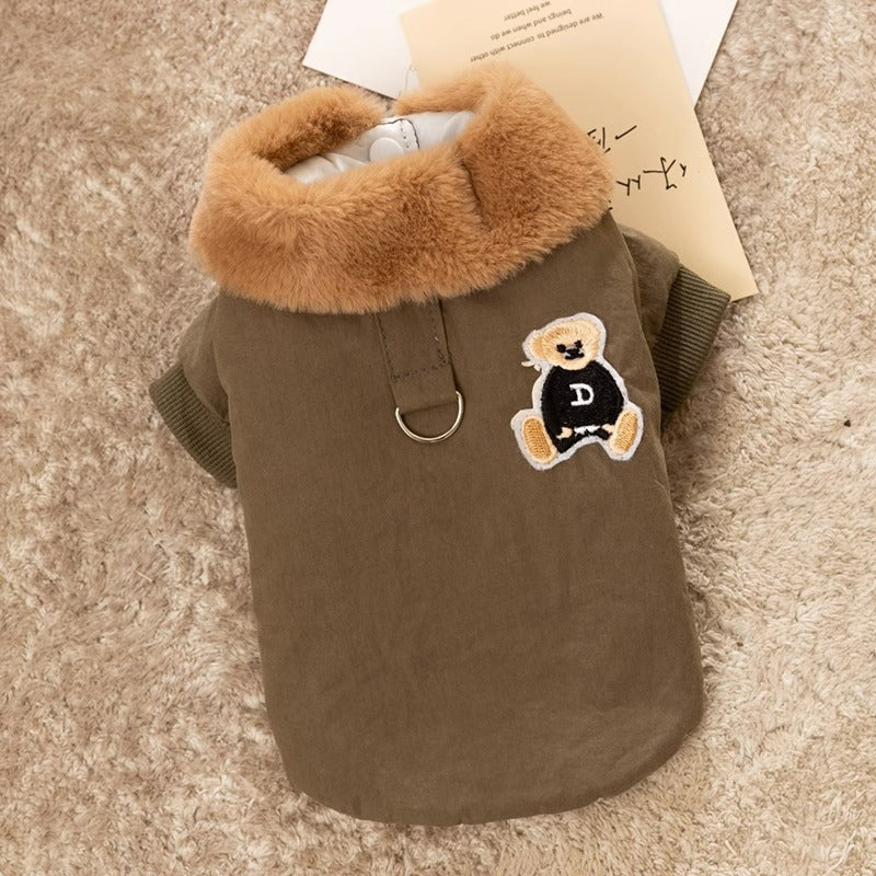 Veste chaude épaisse de traction petit chien d'automne et d'hiver chat vêtements de chat