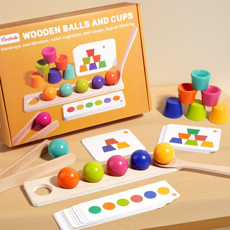 Reconnaissance du nombre de bois Correspondance arithmétique Picking perle and Stacking Cup Early Learning