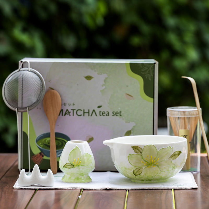 Set en céramique 8 pièces peint à la main Matcha