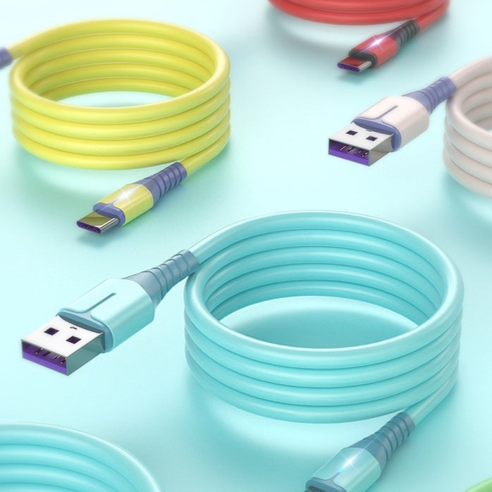 The liquid silicone fast charging data cable is suitable for mobile phone charging cable W