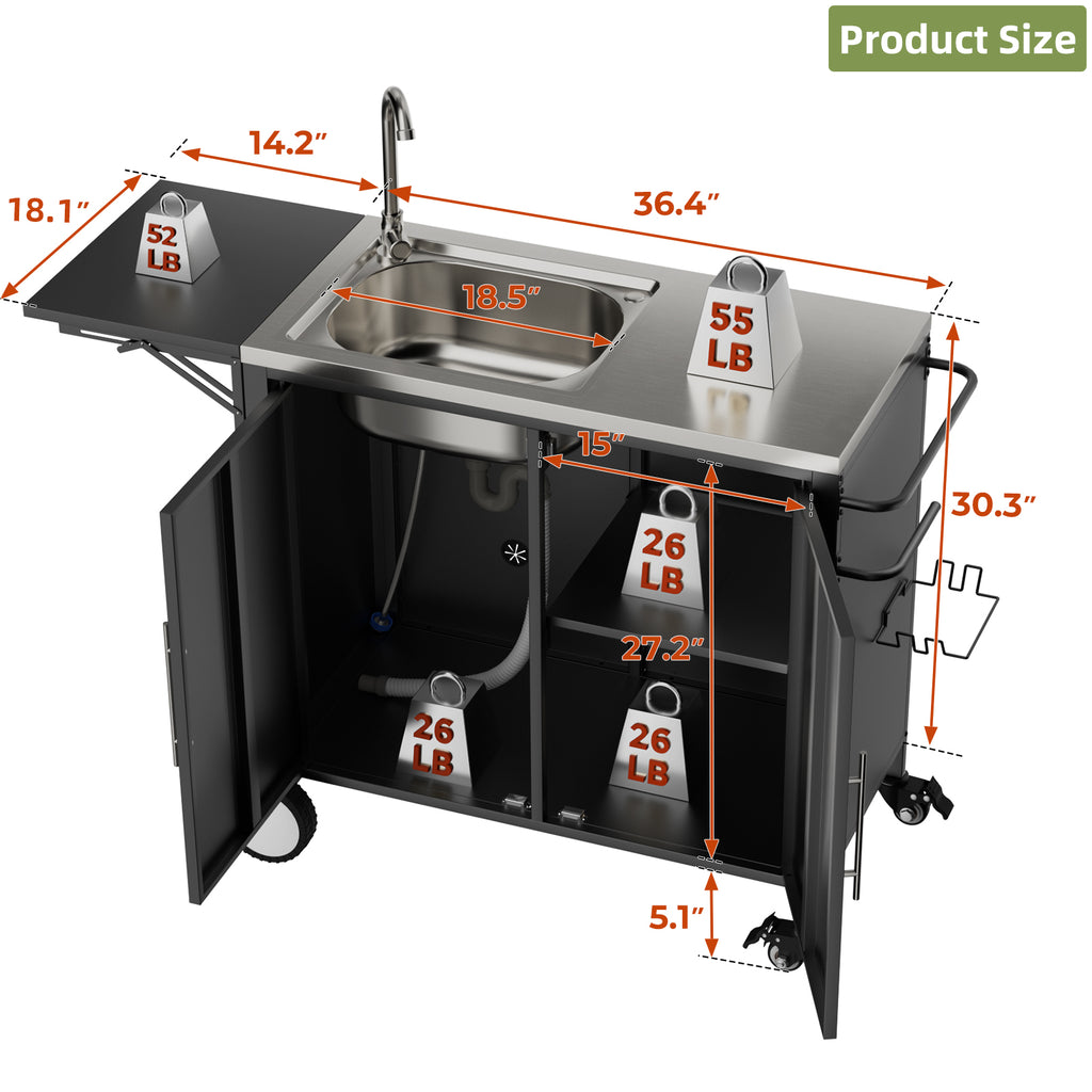 Table de grillage extérieur avec évier