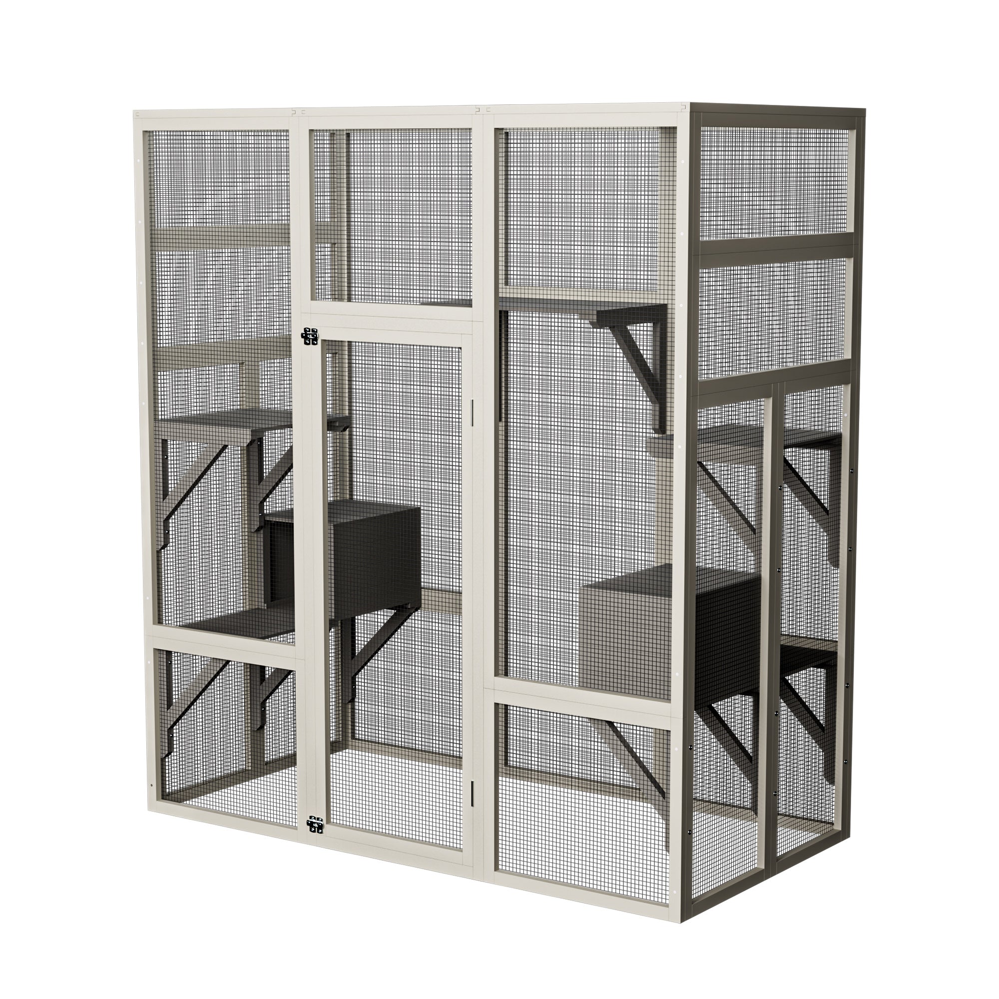 62,6" Maison de chat en bois d'extérieur gris Grand Catio