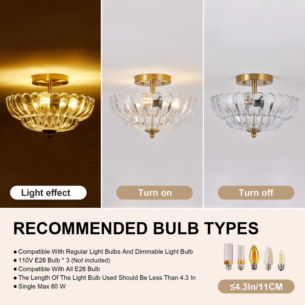 11.8 pouces Semi Flush Mount Plafond lumière