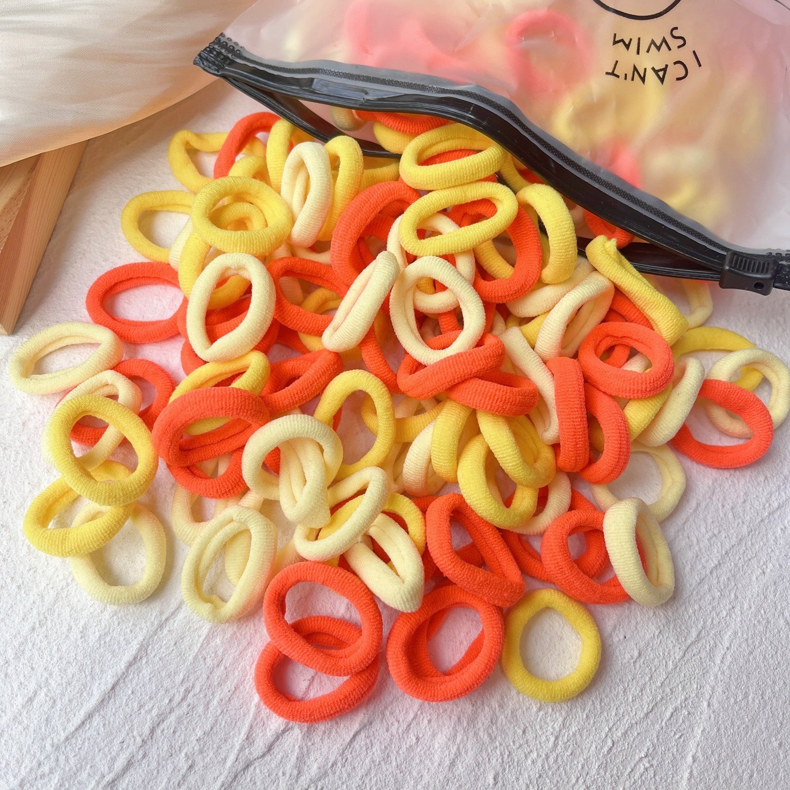 100 Sacs Sans couture Serviette pour enfants Anneau tresses Ne pas nuire cheveux Candy Couleur Rin