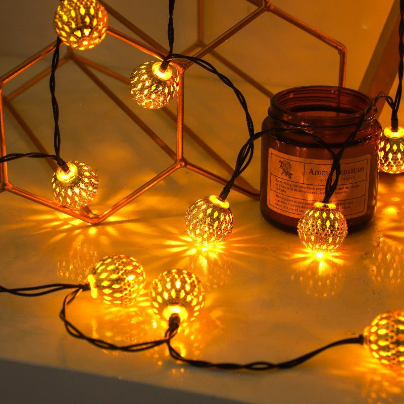 Fer brut Marocain-Style lumières à cordes à LED à énergie solaire