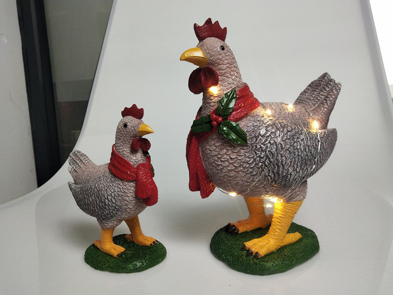 Poulet avec écharpe décoration de vacances