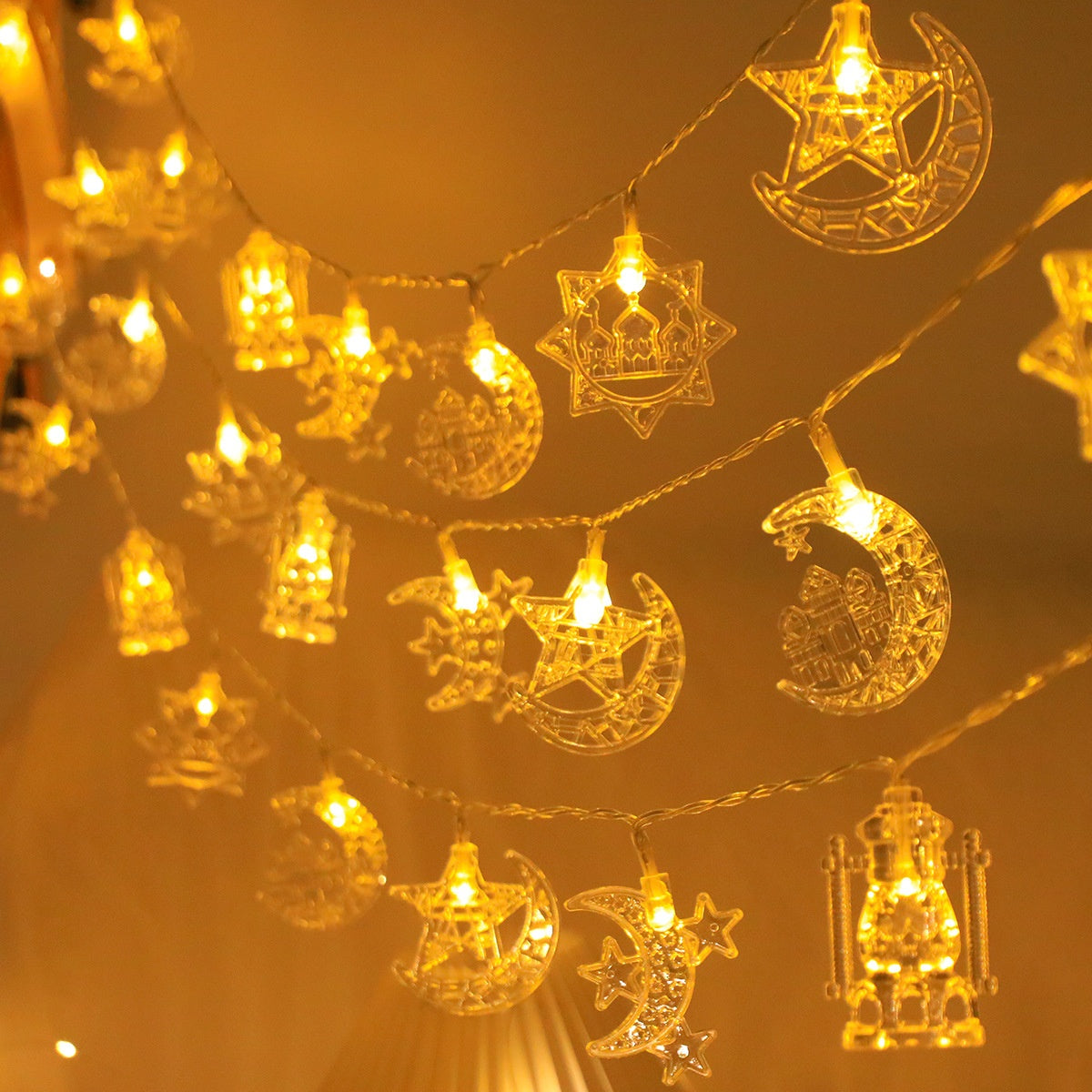 Décoration de vacances de la chaîne d'éclairage LED Lune Castle