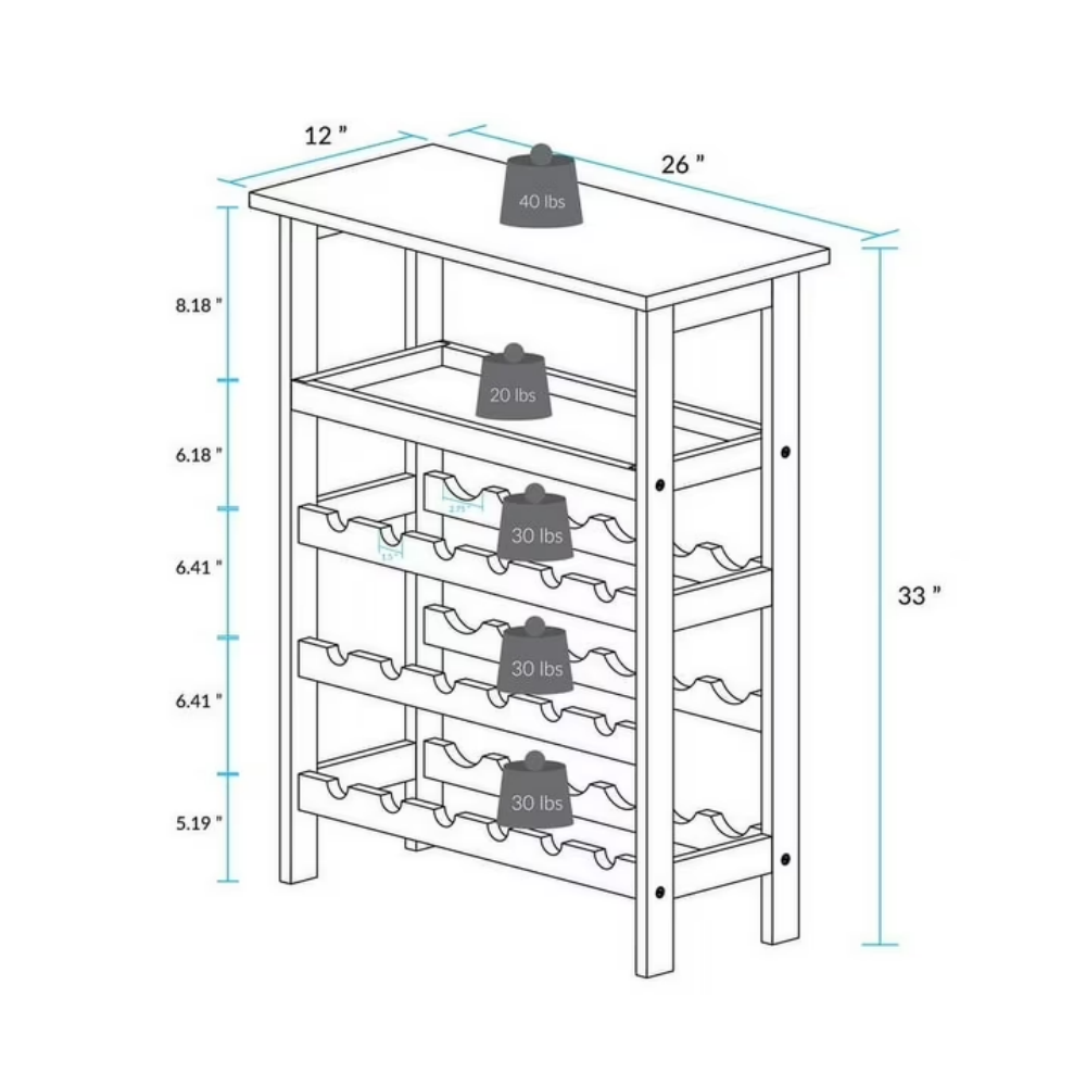 Rack de vin debout en bois massif