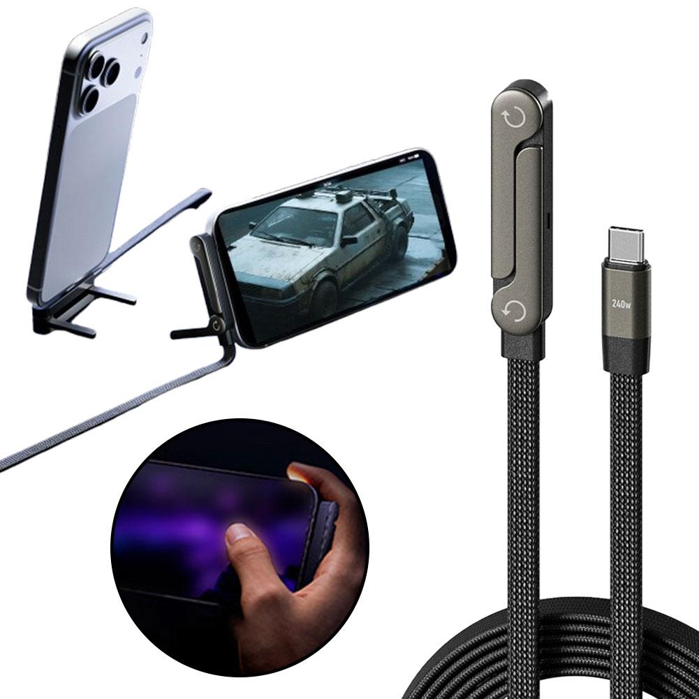 Câble de données pliable 2-en-1 de câble de charge rapide Tablette de téléphone pliable Typ