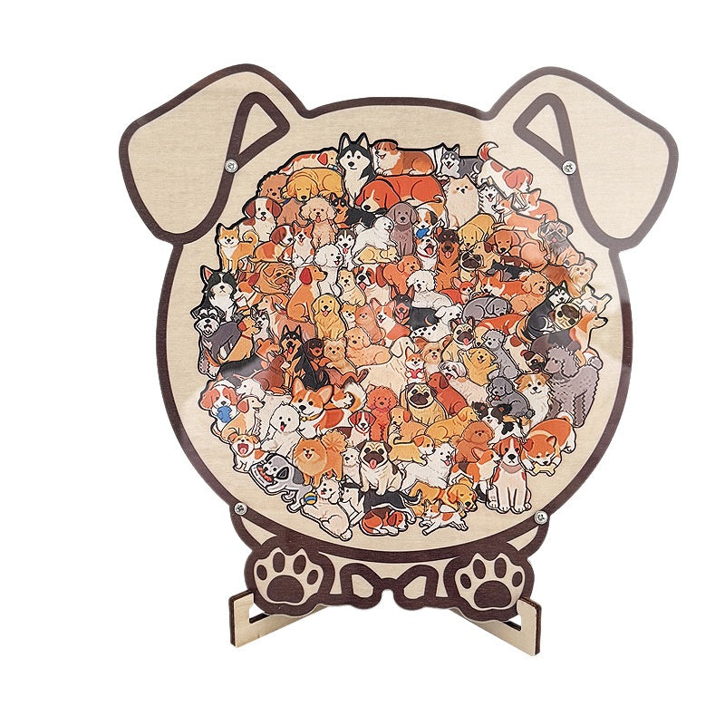 Puzzle en bois Forme de chat mignon Challenging pièces irrégulières avec cadre 3D conception de chat bois