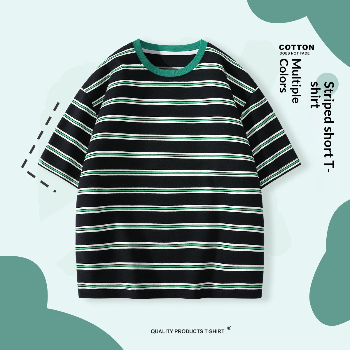 Boys Short-sleeved Loose-fit Striped Top