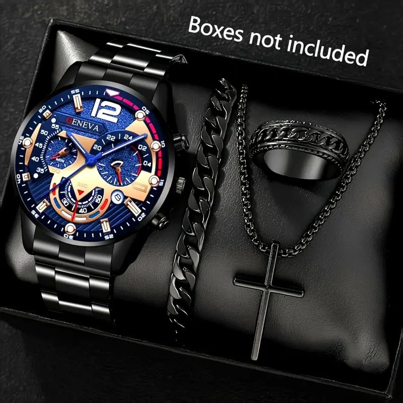 Montres d'affaires Tempérament pour hommes Ceinture d'acier cross