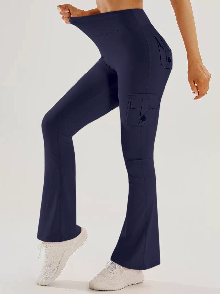 Yoga Tight-Fitting Pantalons de Yoga Sports de plein air Fitness Multi-Pocket Yoga Long Pantalons Flared P