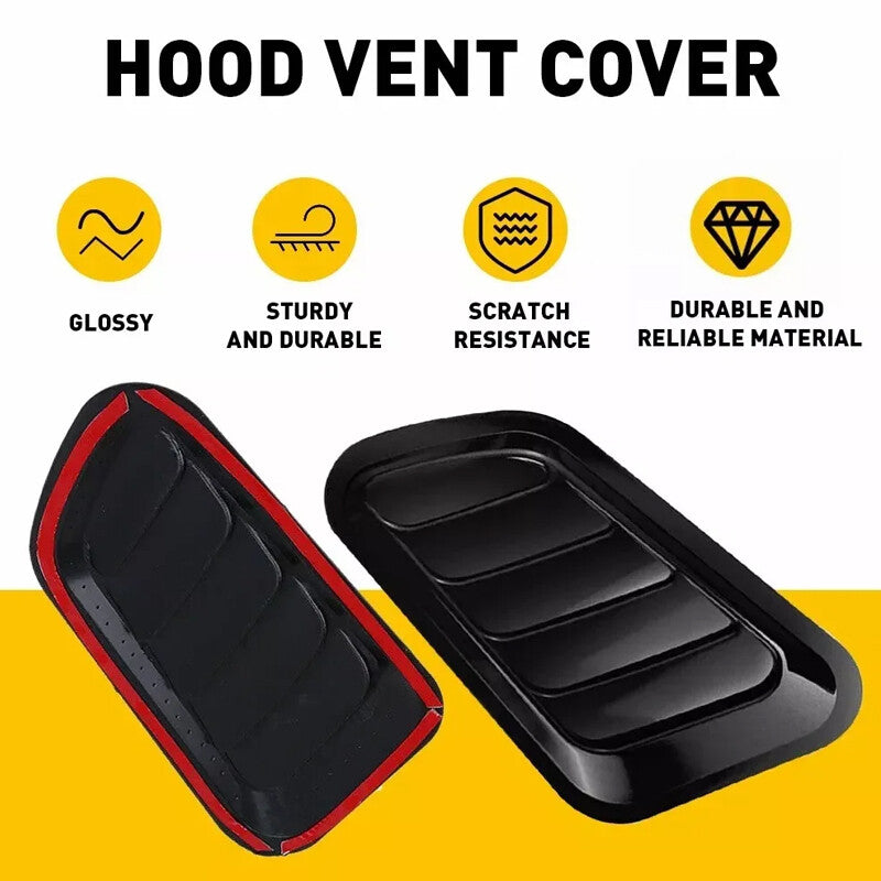 Bloss Black Car Bonnet Hood Air Flow Intake Scoop Vent Decor couvre Universal 2X