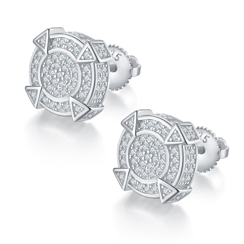 S925 Argent Sterling 174pcs D Couleur VVS1 Moissanite Boucles d'oreilles géométriques 3g Vis retour