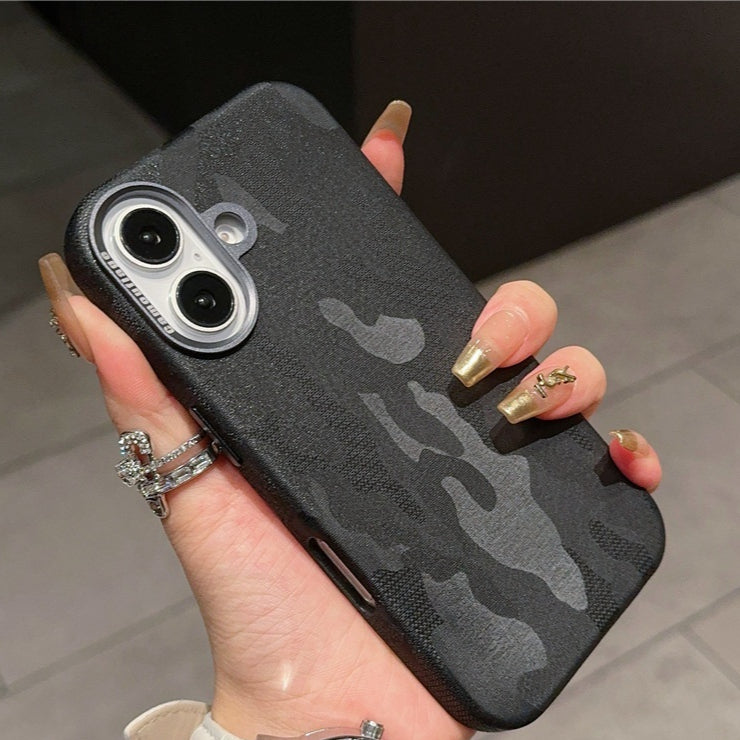 Camouflage Couverture de protection de téléphone mobile en cuir tout compris