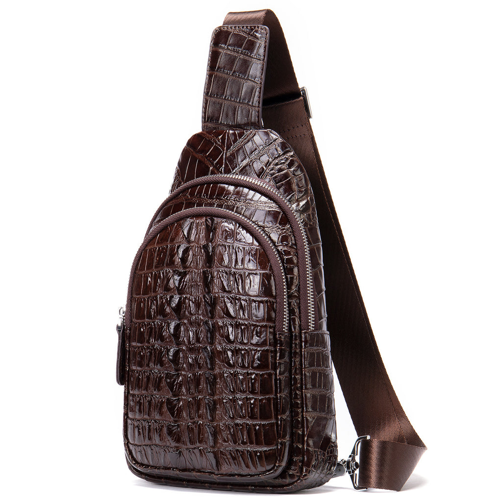 Sac de poitrine en cuir véritable pour homme