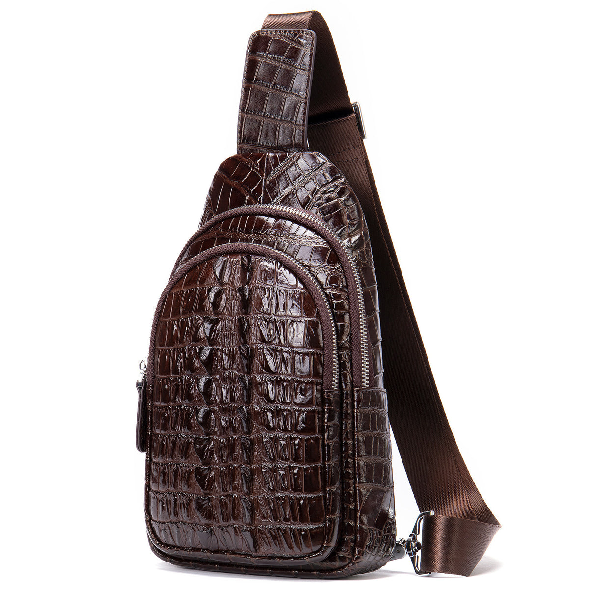 Sac de poitrine en cuir véritable pour homme