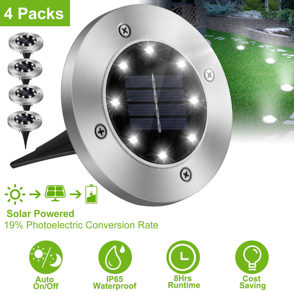 4Pcs Solar Powered Ground Light for Outdoor Garden Decoration IP65 Imperméable Entered In-Gr