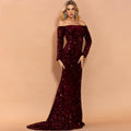 Robe de soirée pour sequins à manches longues sexy