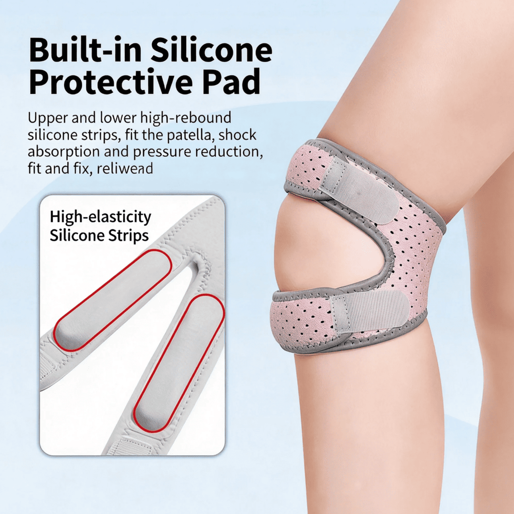 Bracelet de genou double Patella amélioré avec support de genou réglable en silicone Pad