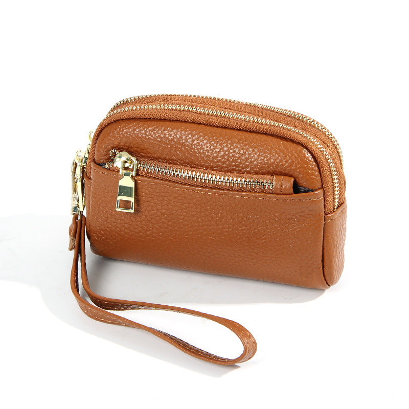 Minimalist Mini poche en cuir avec trois fermetures à glissière