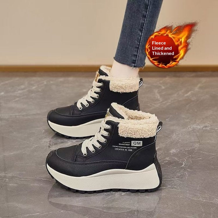 Chaussures haut de gamme en coton avec des semelles épaisses style papa pour l'hiver