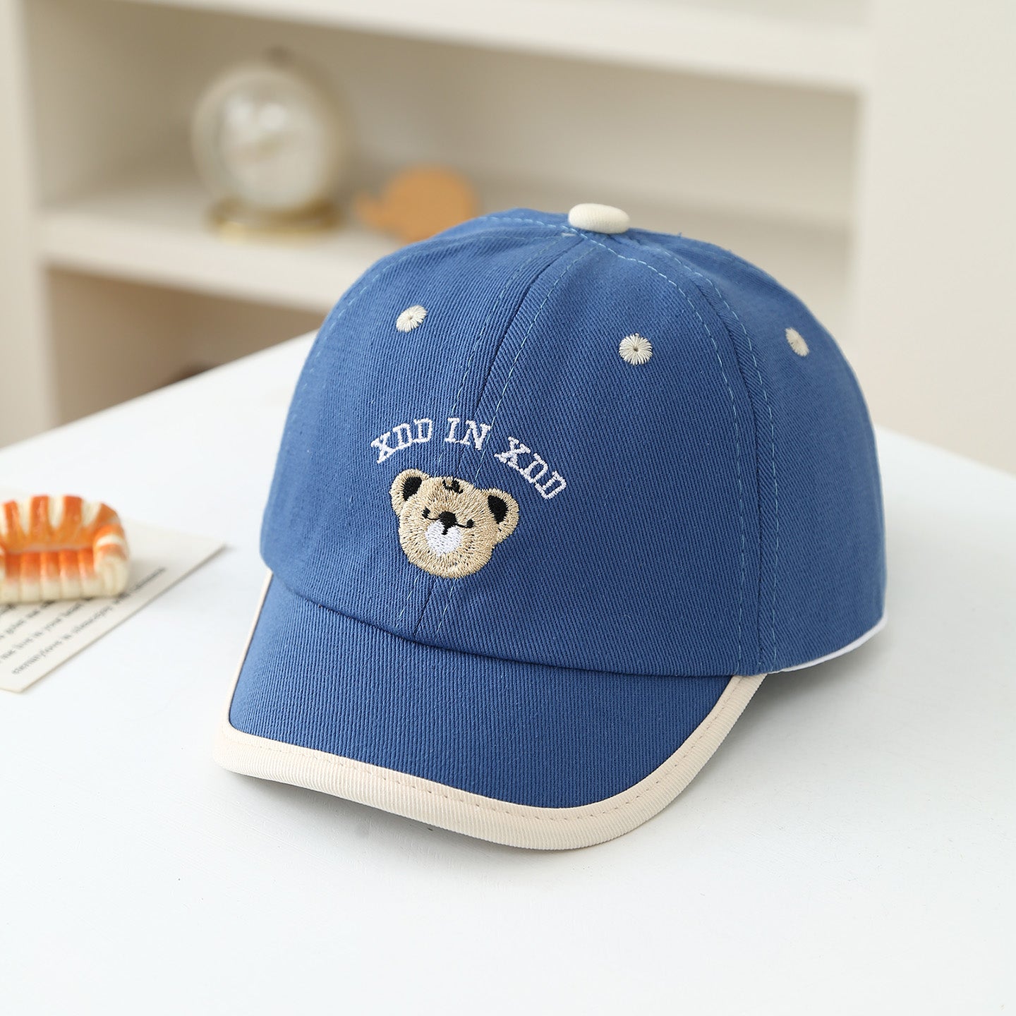 Summer Retro Casquette de baseball pour enfants brodée à l'ours cartoon de style collégial - Mignon Baby-fr