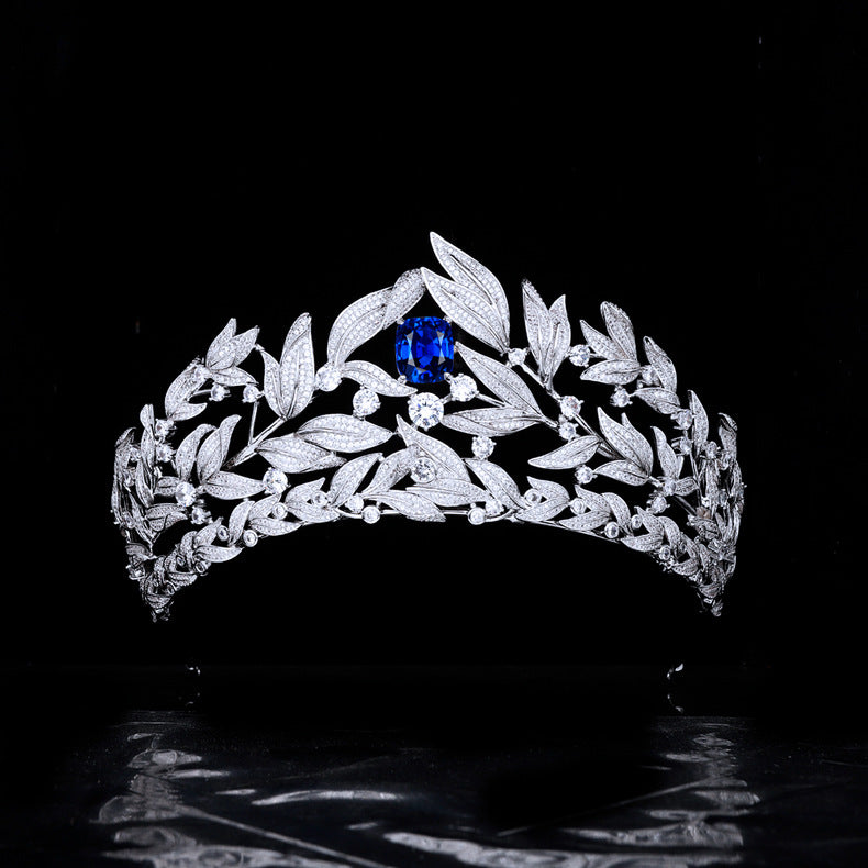 Sapphire Crown Cuivre Micro Inlay AAA Zircon Crown Coiffure de mariage