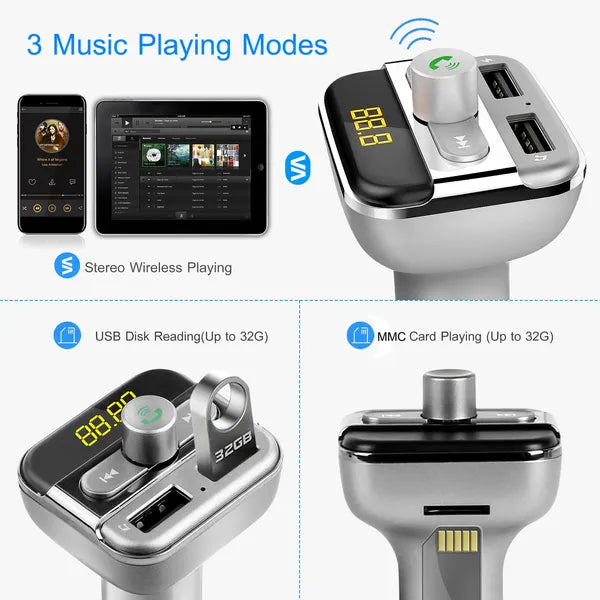 Emetteur FM sans fil de voiture 3.4A double charge USB sans mains Call Car MP3 Player