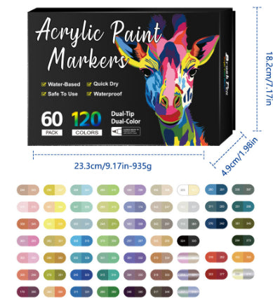 Washable Opaque Color Quick-drying Double-ended acrylic marker pen
