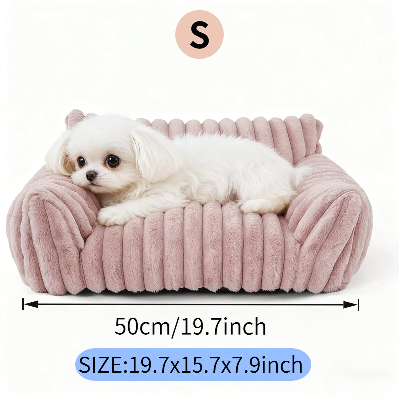 Mignon Couch Cat pour les animaux de compagnie - Lits de chat fluffy avec polaire Corduroy Premium