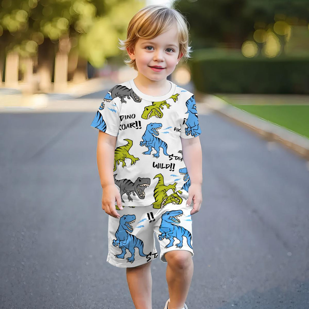 Ensemble à manches courtes de style dinosaure pour jeunes enfants