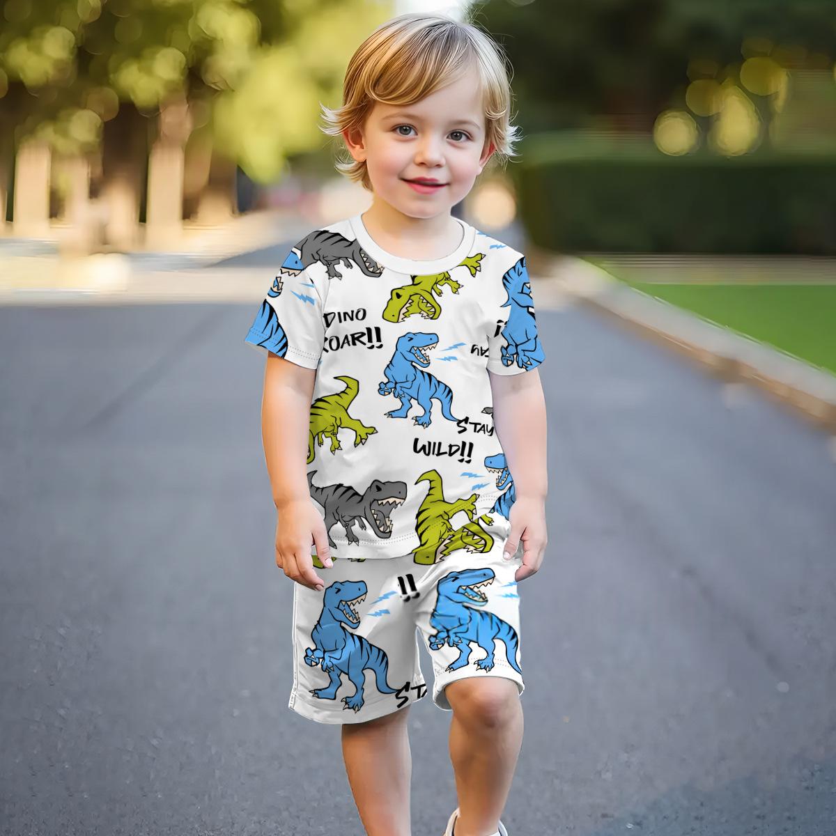 Ensemble à manches courtes de style dinosaure pour jeunes enfants