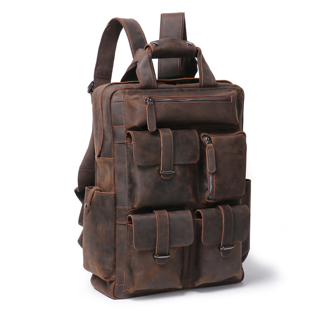 Sac à dos européen et américain en cuir retro pour hommes