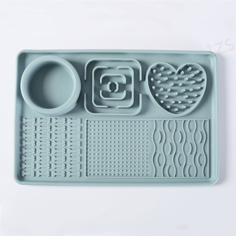 Bol d'alimentation multifonctionnel pour animaux de compagnie en silicone couleur solide