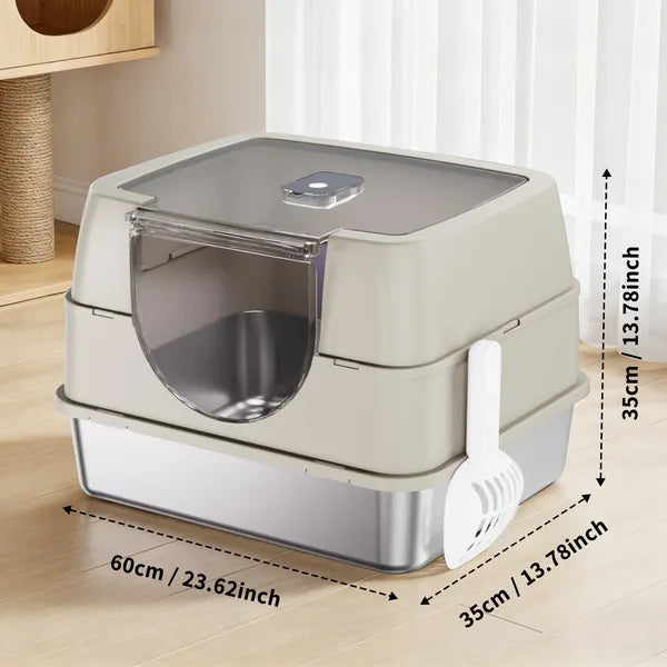 Galaxy Stainless Steel Beige Cat Litter Box