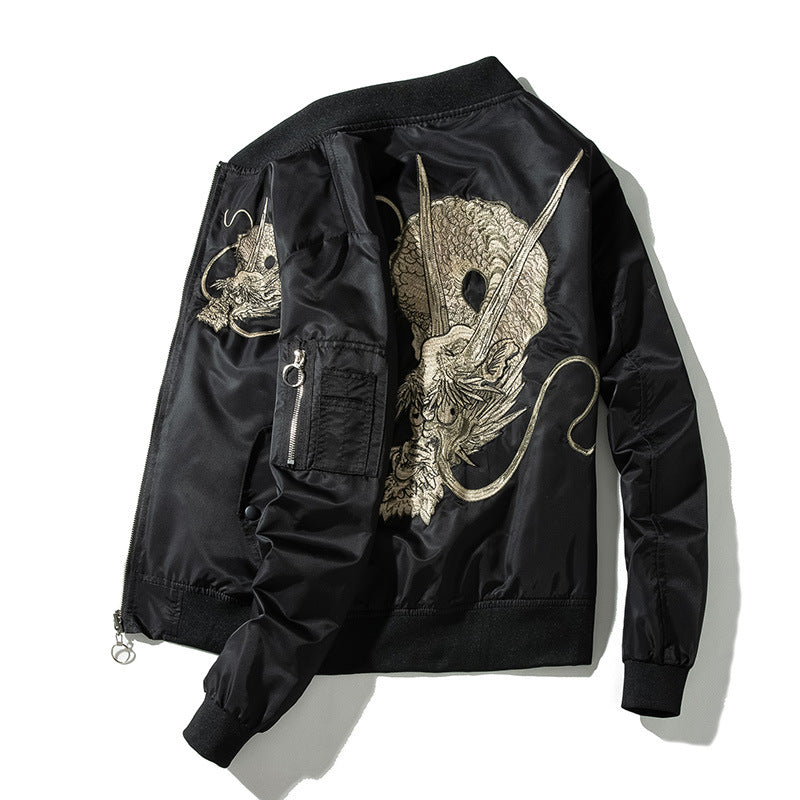 Veste volante de style chinois pour hommes avec design de Dragon brodé