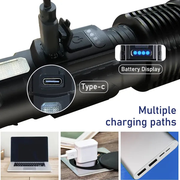 1/2 X Super Bright Flashlight Torch - LED Tactical Flashlight - Zoom - Waterproof