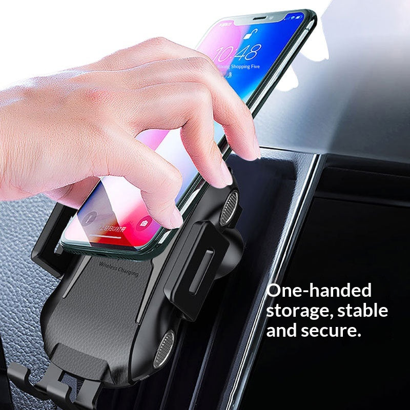 Wireless Car Charging Phone Mount with Strong Suction Cup and Air Vent Clip