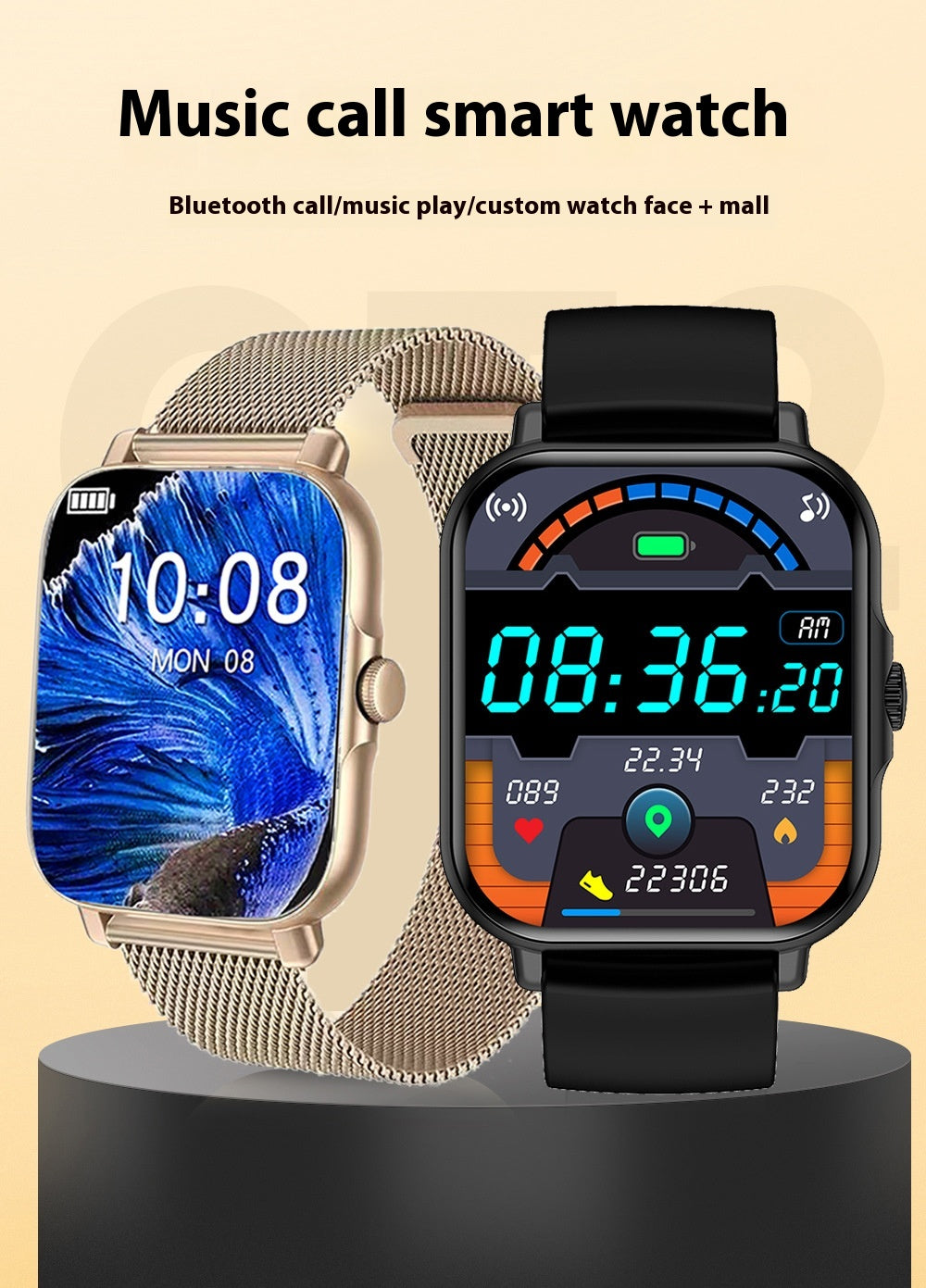 Rappel de message de montre intelligente compatible Bluetooth