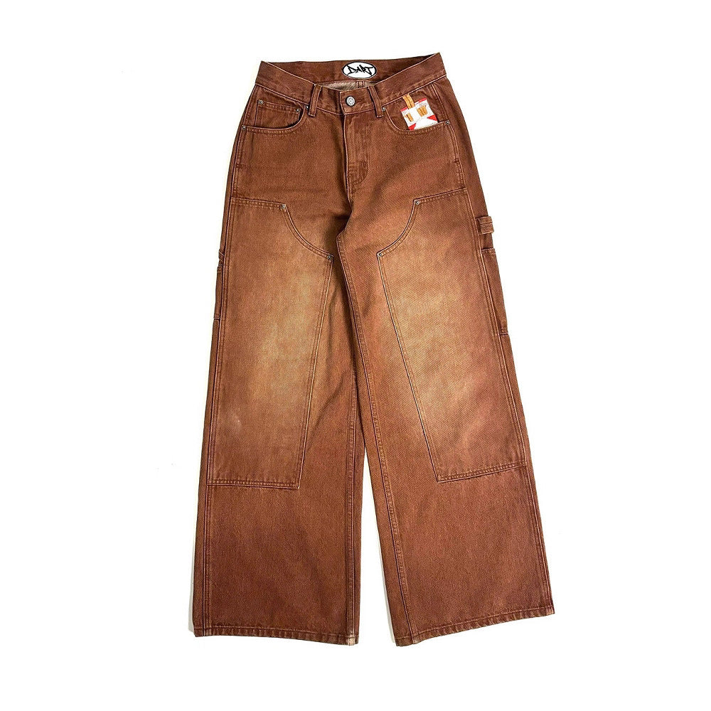 Jeans brodés en forme de pied droit pour hommes