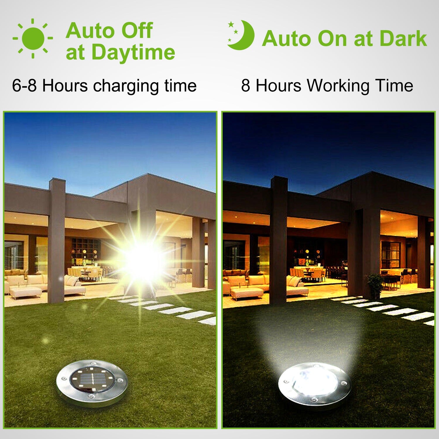 4Pcs Solar Powered Ground Light for Outdoor Garden Decoration IP65 Imperméable Entered In-Gr