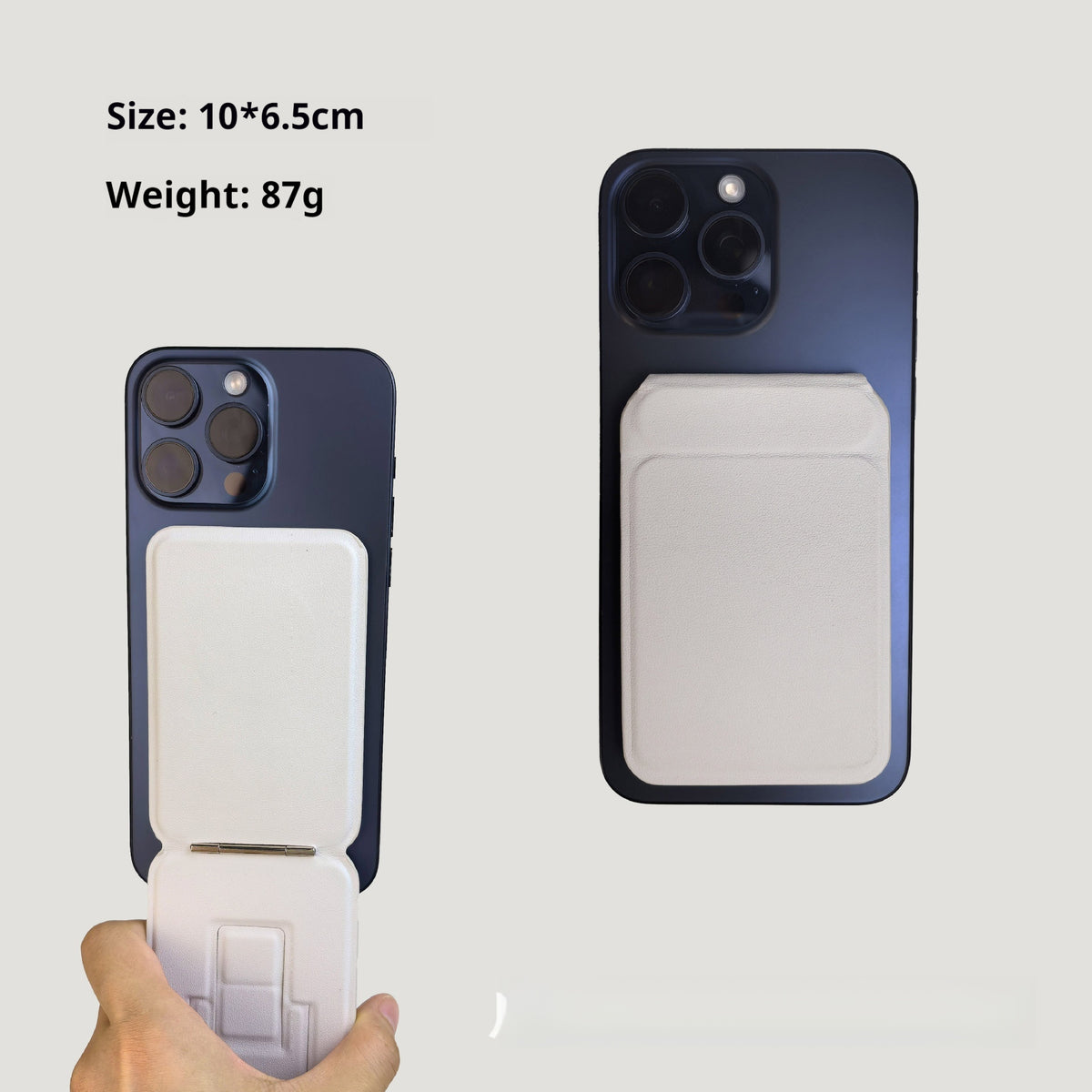 Téléphone portable Sticker arrière en cuir Sac de carte magnétique à trois plis