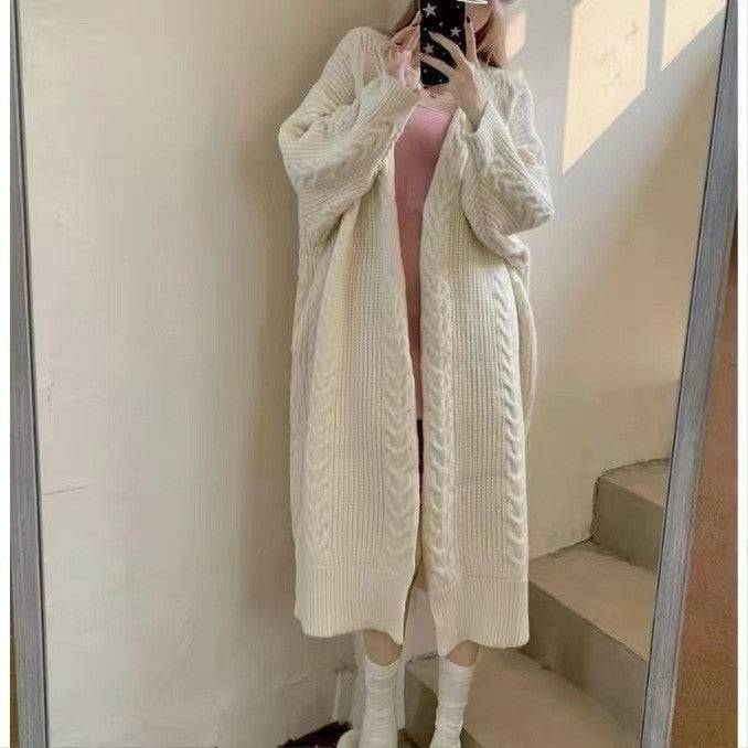 Women's Long Cable Knit Cardigan