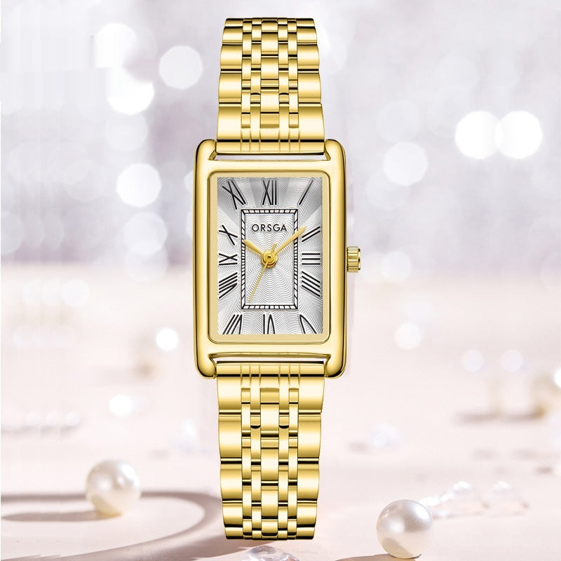Montre Quartz en acier carré pour femmes mode